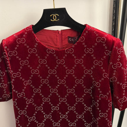 GUCCI 26S RHINESTONE VELVET DRESS 183