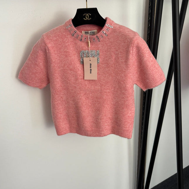 MIUMIU 26S SHORT SLEEVE KNIT TOP 1008
