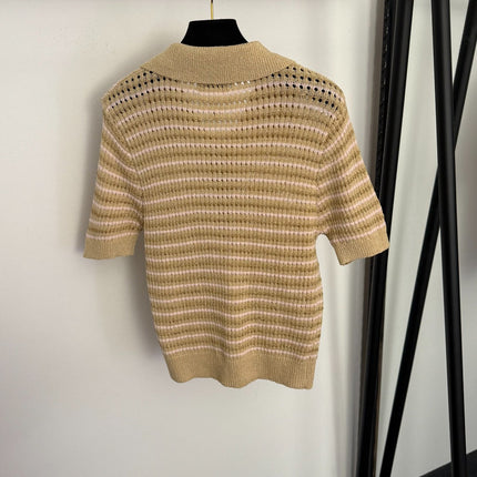 CHANEL 26S SHORT-SLEEVE KNIT POLO SHIRT 1004