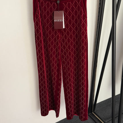 GUCCI 26S EMBELLISHED VELVET PANTS 97