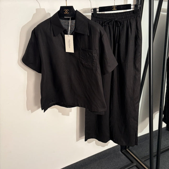 MAXMARA 26S SHORT-SLEEVE SHIRT & WIDE-LEG PANTS SET 325