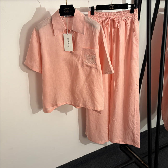 MAXMARA 26S SHORT-SLEEVE SHIRT & WIDE-LEG PANTS SET 326
