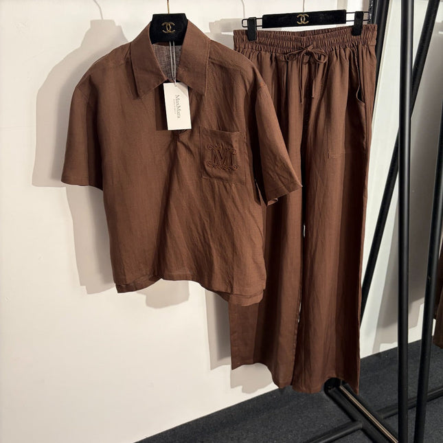 MAXMARA 26S SHORT-SLEEVE SHIRT & WIDE-LEG PANTS SET 327