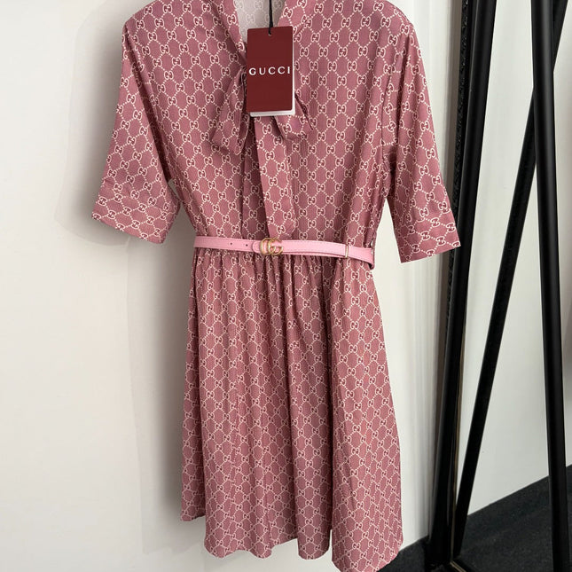 GUCCI 26S SHORT-SLEEVE BOW-TIE DRESS 419