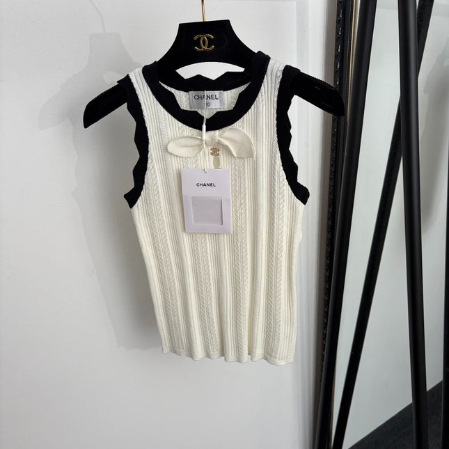 CHANEL 26S BOW-NECK KNITTED VEST 1375