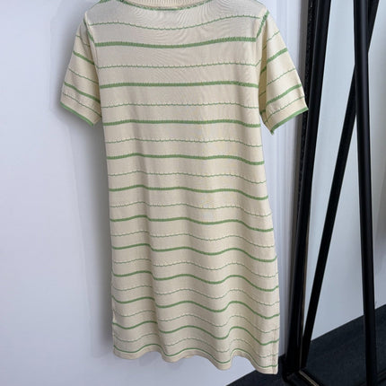 CHANEL 26S STRIPED KNIT SHORT-SLEEVE DRESS 1372