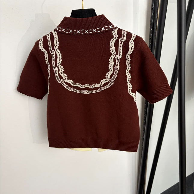 CHANEL 26S SHORT-SLEEVE POLO KNIT TOP 1365