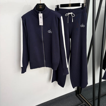 ALO 26S KNIT ZIP-UP JACKET & WIDE-LEG PANTS SET 193
