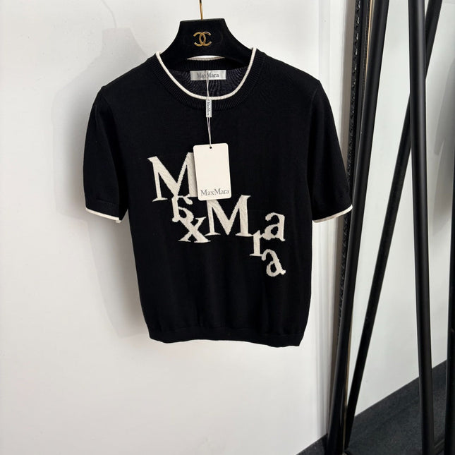 MAXMARA 26S SHORT-SLEEVE CREW NECK KNIT SWEATER 322