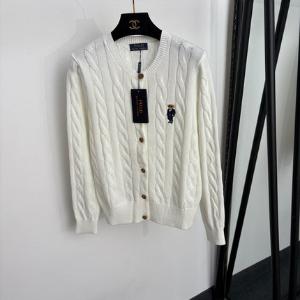 RALPH LAUREN 26S BEAR-EMBROIDERED CABLE-KNIT CARDIGAN 674