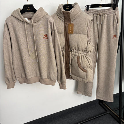 LORO PIANA 26S THREE-PIECE HOODED PUFFER VEST TRACKSUIT 992