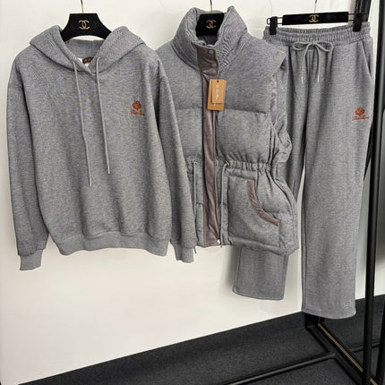 LORO PIANA 26S THREE-PIECE HOODED PUFFER VEST TRACKSUIT 993