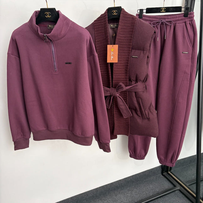 LORO PIANA 26S THREE-PIECE BELTED VEST TRACKSUIT 983
