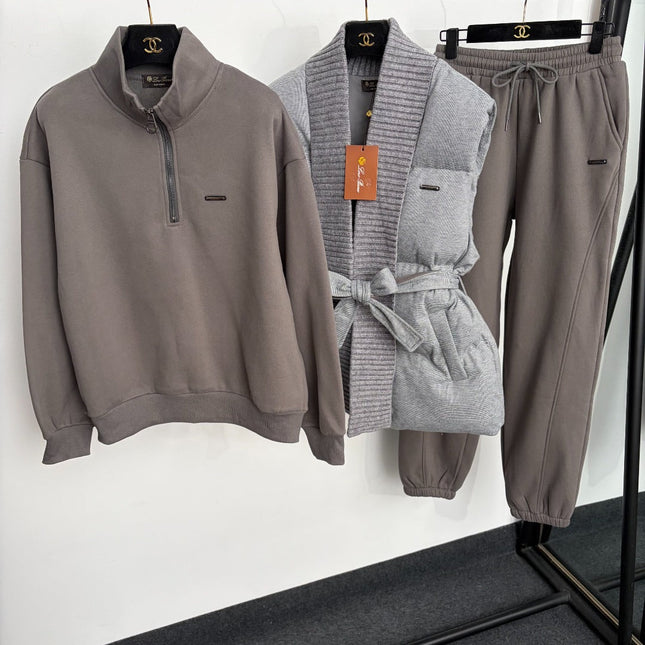 LORO PIANA 26S THREE-PIECE BELTED VEST TRACKSUIT 986