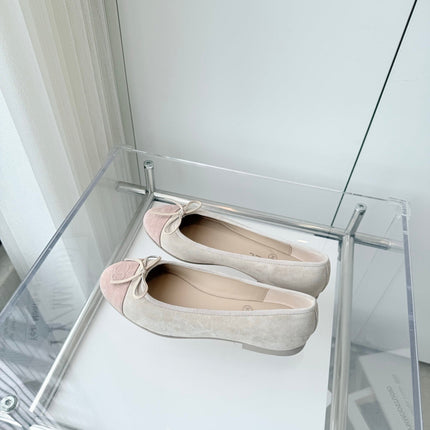 BALLET FLAT IN LIGHT PINK MIX PALE GRAY SUEDE