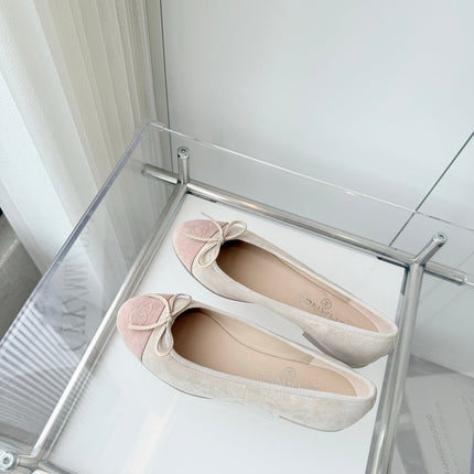 BALLET FLAT IN LIGHT PINK MIX PALE GRAY SUEDE