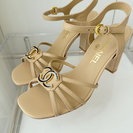 HIGH HEEL SANDALS 85 MM IN FLAX YELLOW LAMBSKIN