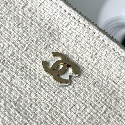 CHANEL 25S SHOPPING BAG 35 IN CREAM WHITE AND YELLOW CANVAS