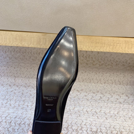 LOAFERS WITH GOLD HARDWARE IN BLACK SUEDE