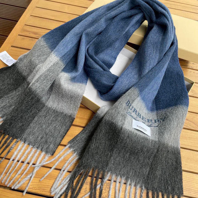 SCARF 180 CM IN NAVY BLUE MIX BLACK CASHMERE 394744