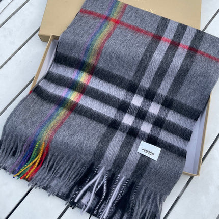 CHECK SCARF 200 CM IN GRAY GRAPHITE MIX BLACK 394752