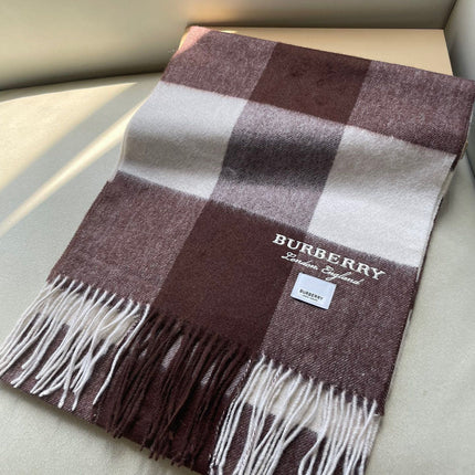 SCARF 180 CM IN CHESTNUT BROWN MIX WHITE CASHMERE 402221