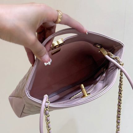 CHANEL 25S MINI SHOPPING BAG 23 IN LIGHT PINK LAMBSKIN AND SUEDE