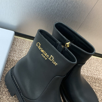 DIOR 25S D-TOWN ANKLE BOOT 25MM IN BLACK BRUSHED CALFSKIN