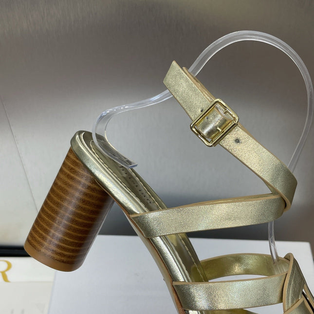 D-CLUB HIGH HEEL SLIDE 25S 80MM IN GOLD GLOSSY CALFSKIN