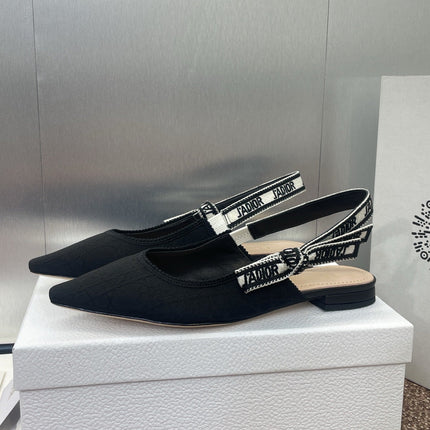 J'ADIOR SLINGBACK 25S IN BLACK QUAKE OBLIQUE EMBROIDERED FABRIC