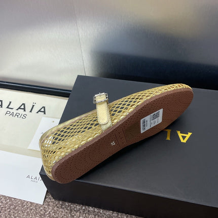 ALAIA MARY JANE FLAT 25S IN GOLD MESH CALFSKIN