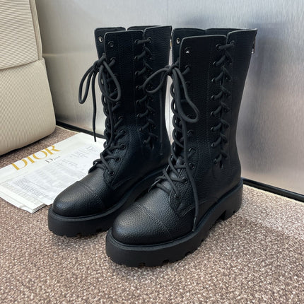 DIOR 25S D-ROAD ANKLE BOOT 45MM IN BLACK GRAINED CALFSKIN