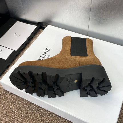 CELINE 26S ANKLE BOOTS 45 MM IN BROWN SUEDE