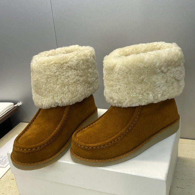 CHLOÉ 26S SHEARLING BOOTS IN BROWN SUEDE
