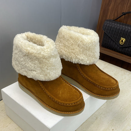 CHLOÉ 26S SHEARLING BOOTS IN BROWN SUEDE