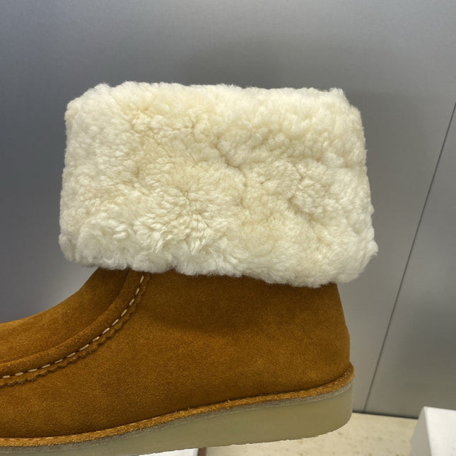 CHLOÉ 26S SHEARLING BOOTS IN BROWN SUEDE
