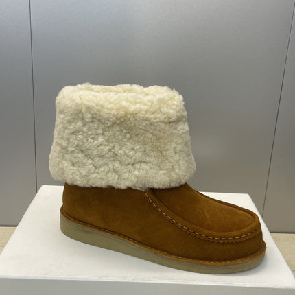 CHLOÉ 26S SHEARLING BOOTS IN BROWN SUEDE