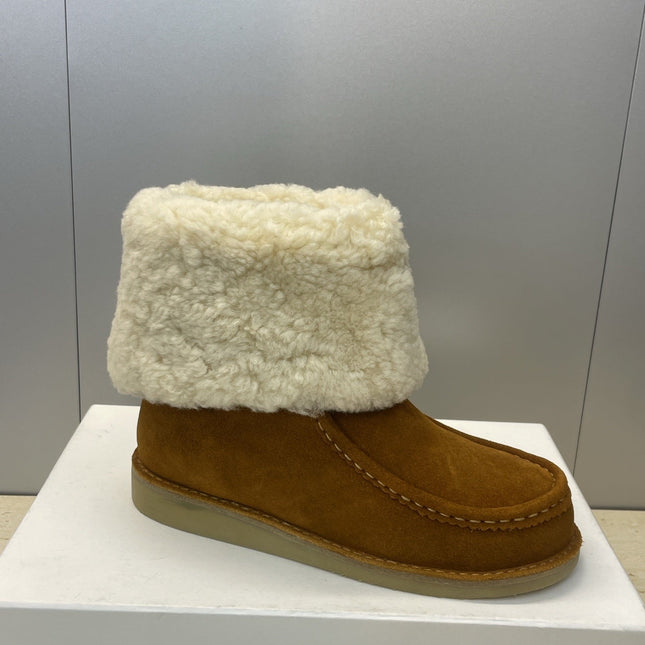 CHLOÉ 26S SHEARLING BOOTS IN BROWN SUEDE