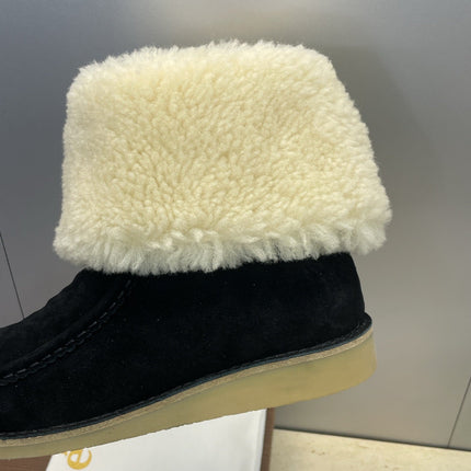 CHLOÉ 26S SHEARLING BOOTS IN BLACK SUEDE