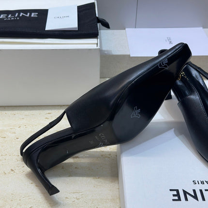 CELINE 26S SLINGBACK HEELS 65 MM IN BLACK CALFSKIN