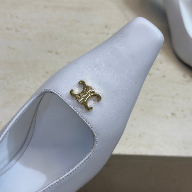 CELINE 26S SLINGBACK HEELS 65 MM IN WHITE CALFSKIN
