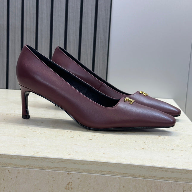 CELINE 26S HIGH HEELS 65 MM IN DARK RED CALFSKIN