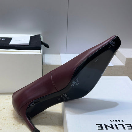 CELINE 26S HIGH HEELS 65 MM IN DARK RED CALFSKIN