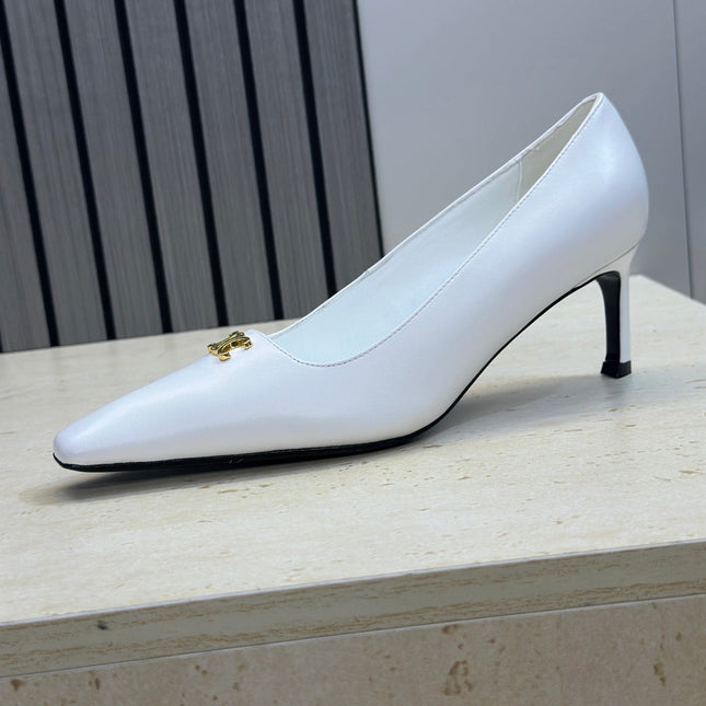 CELINE 26S HIGH HEELS 65 MM IN WHITE CALFSKIN