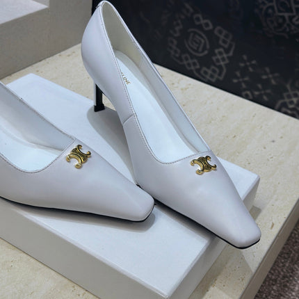 CELINE 26S HIGH HEELS 65 MM IN WHITE CALFSKIN
