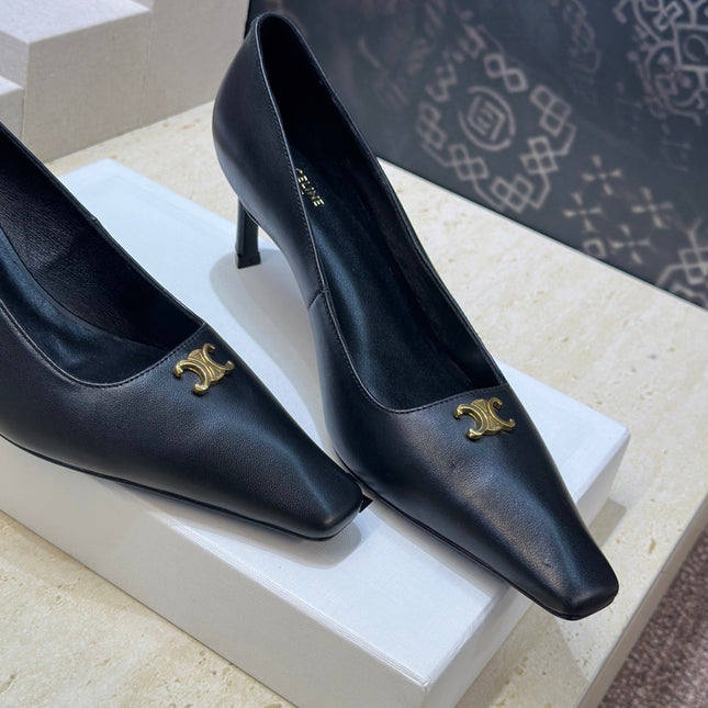CELINE 26S HIGH HEELS 65 MM IN BLACK CALFSKIN