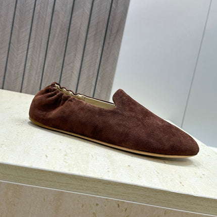 THE ROW 26S BALLET FLATS IN CHOCOLATE BROWN SUEDE