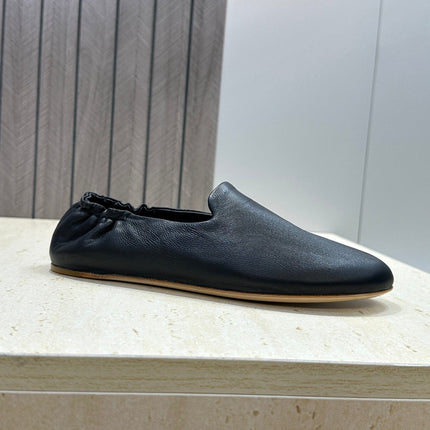 THE ROW 26S BALLET FLATS IN BLACK CALFSKIN