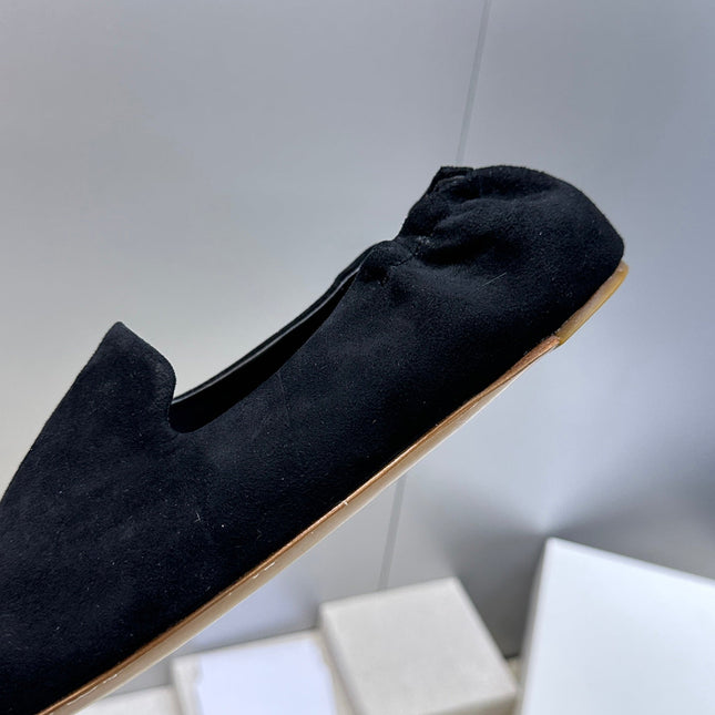 THE ROW 26S BALLET FLATS IN BLACK SUEDE