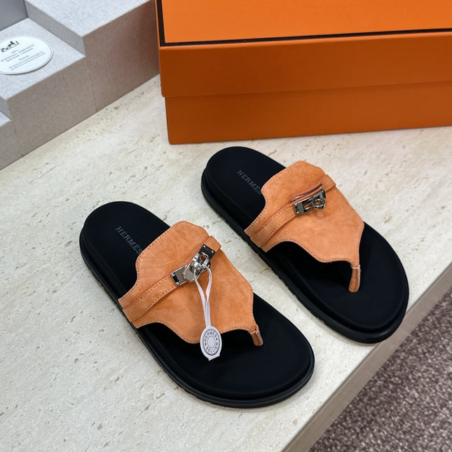 HM 26S EMPIRE SANDAL IN PEACH ORANGE SUEDE SILVER HARDWARE